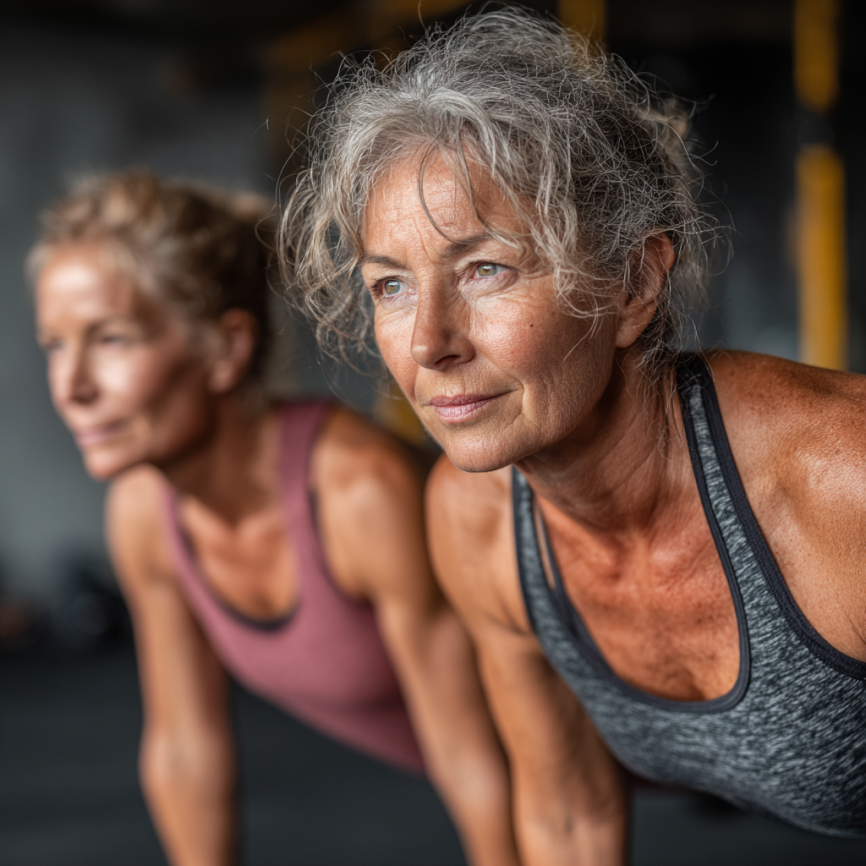 Пожилі люди займаються фітнесом